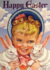 Happy Easter Curly hair girl